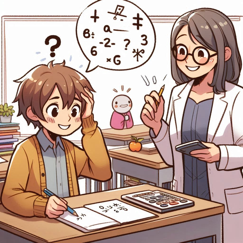 Escena en la que una estudiante se equivoca al resolver un problema, y la docente sonríe, le hace una pregunta orientadora y la estudiante empieza a replantear su estrategia.